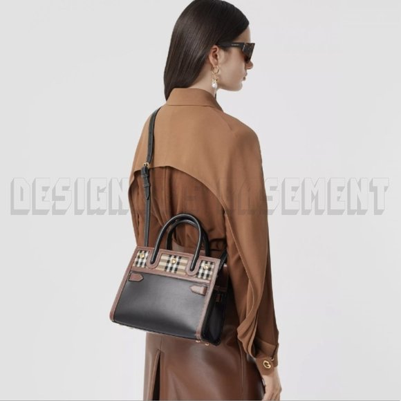 BURBERRY black Leather & Vintage Check Baby TITLE Mini Tote convertible bag NWT - Picture 11 of 11